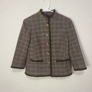 Worth Wool & Cotton Blend Lined High Neckline Blazer Size 6